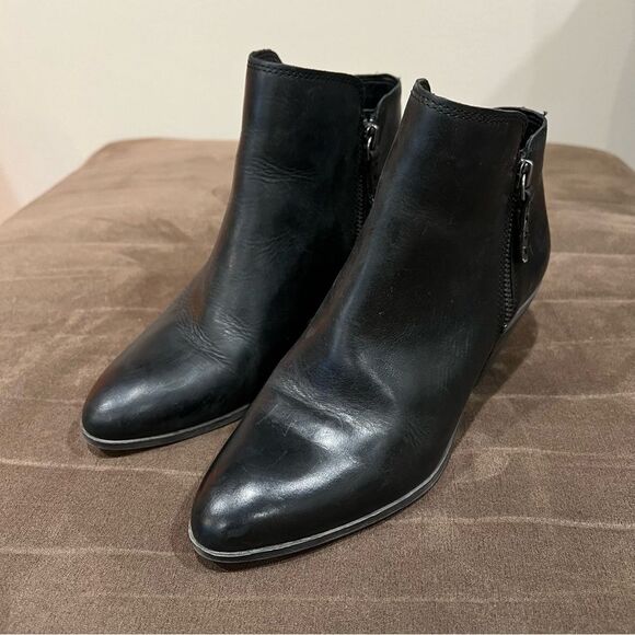 Frye Judith Double Zip Bootie Ankle Boot Heel Black Leather 7M - Picture 6 of 13